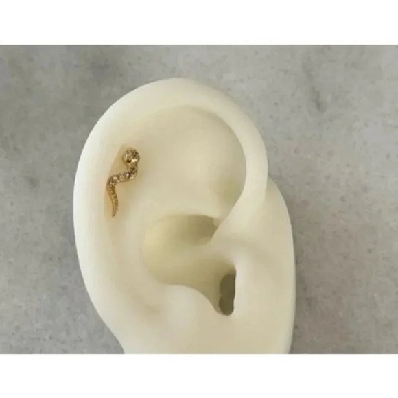 Gold Crystal Snake Cartilage Earring Brand New - Picture 1 of 3
